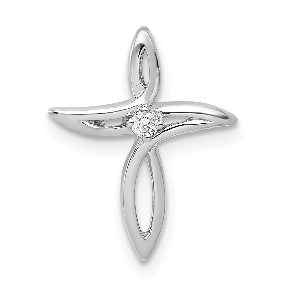 14k White Gold AA Real Diamond Cross Pendant