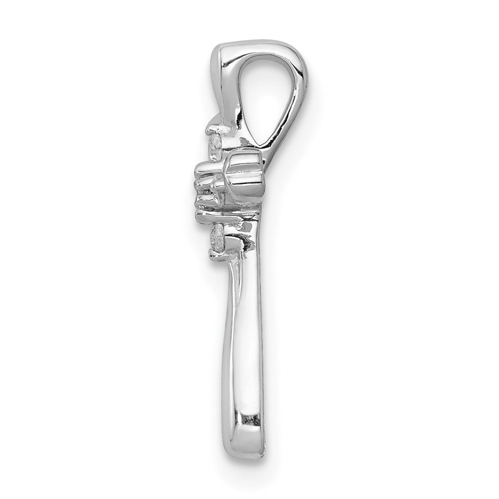 14k White Gold 1/20ct. 5-Stone Real Diamond Cross Chain Slide