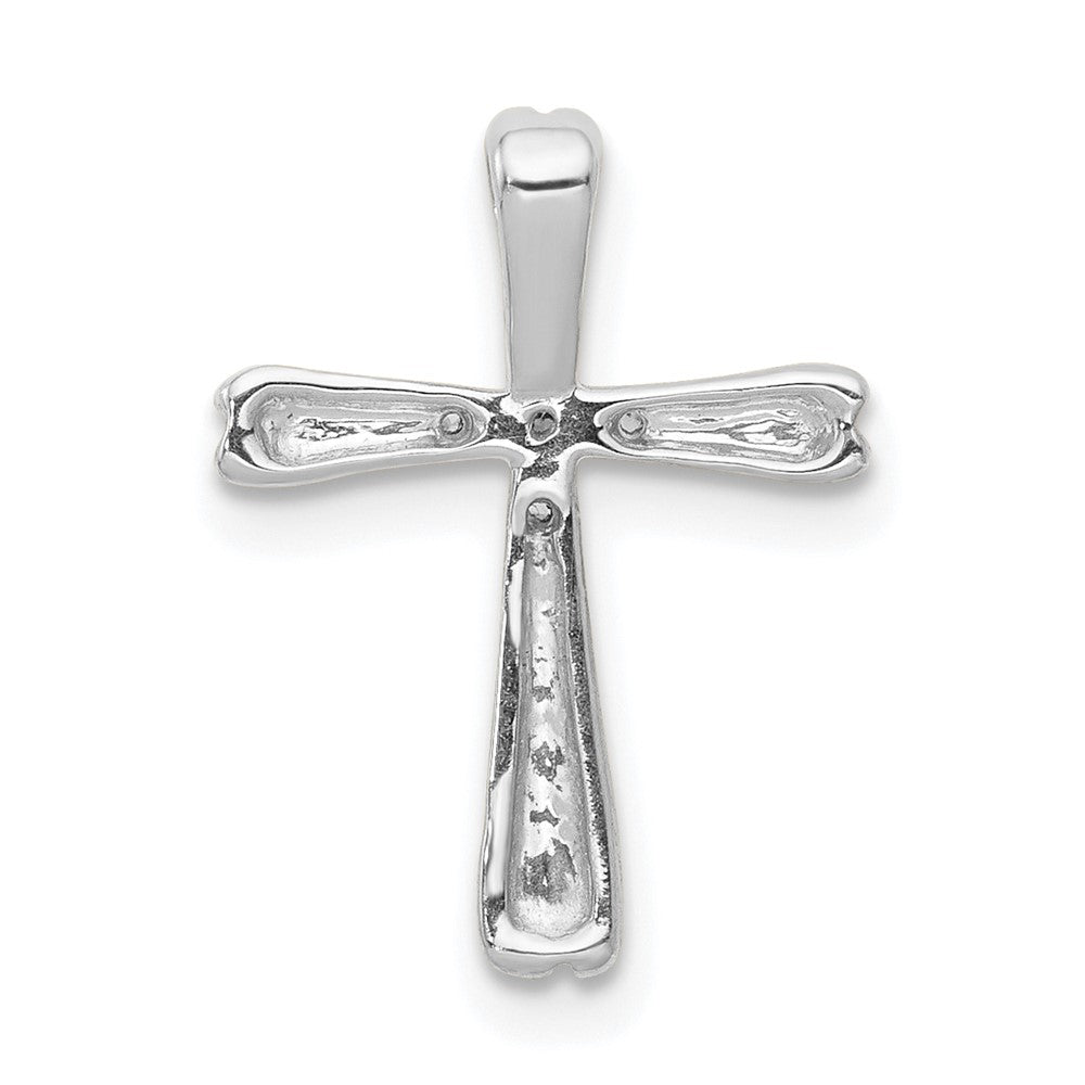 14k White Gold 1/20ct. 5-Stone Real Diamond Cross Chain Slide