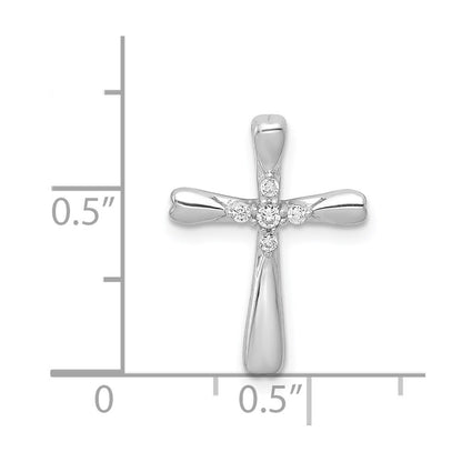 14k White Gold 1/20ct. 5-Stone Real Diamond Cross Chain Slide