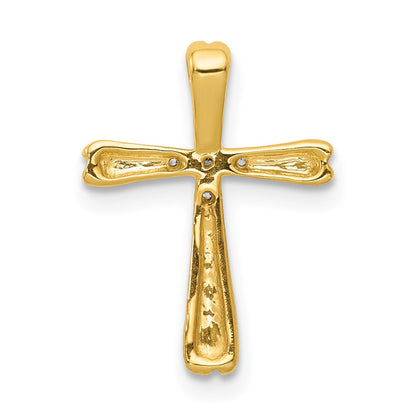 14K Yellow Gold Real Diamond Cross Slide Pendant