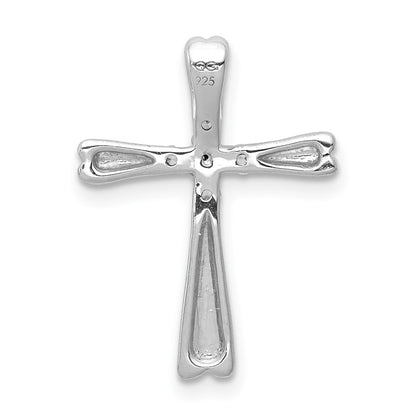 14k White Gold 1/6ct. 5-Stone Real Diamond Cross Chain Slide