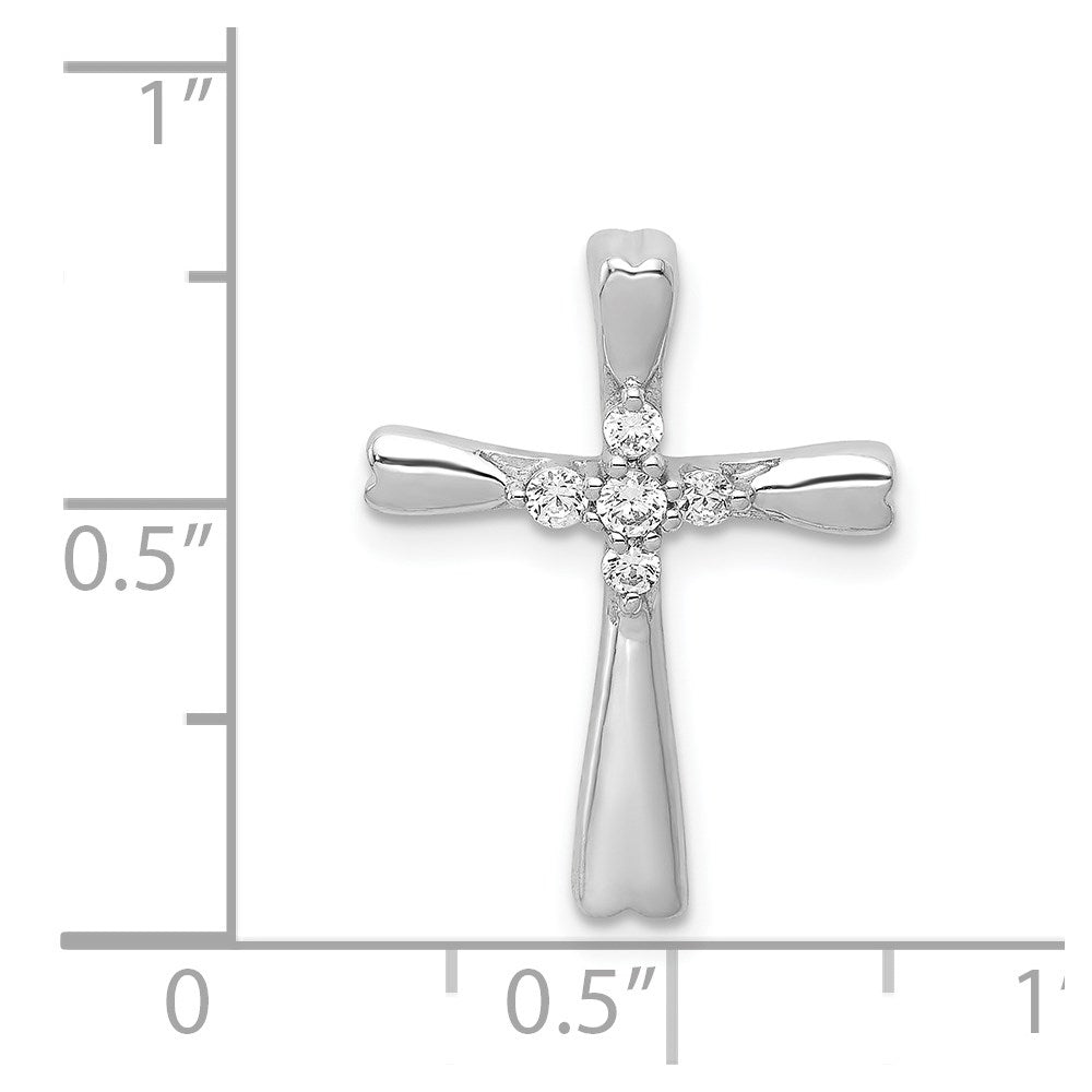 14k White Gold 1/6ct. 5-Stone Real Diamond Cross Chain Slide