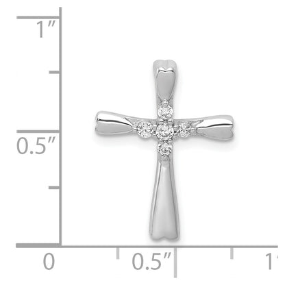 14k White Gold 1/6ct. 5-Stone Real Diamond Cross Chain Slide