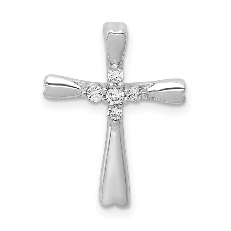 14k White Gold 1/6ct. 5-Stone Real Diamond Cross Chain Slide