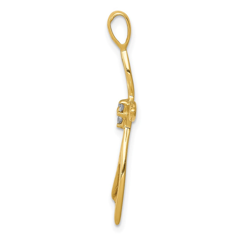 14K Yellow Gold AA Real Diamond Cross Pendant