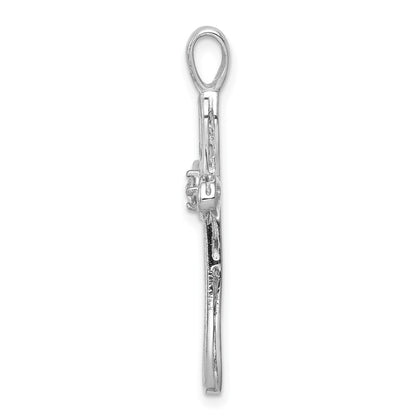 14k White Gold AA Real Diamond Cross Pendant