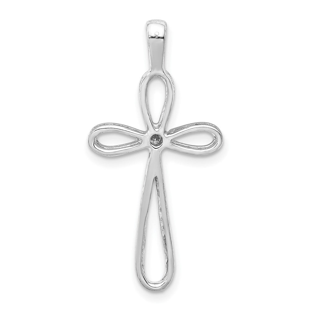14k White Gold AA Real Diamond Cross Pendant