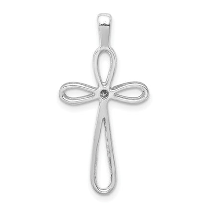 14k White Gold AA Real Diamond Cross Pendant