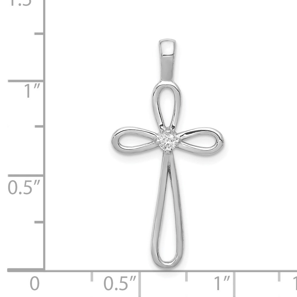 14k White Gold AA Real Diamond Cross Pendant