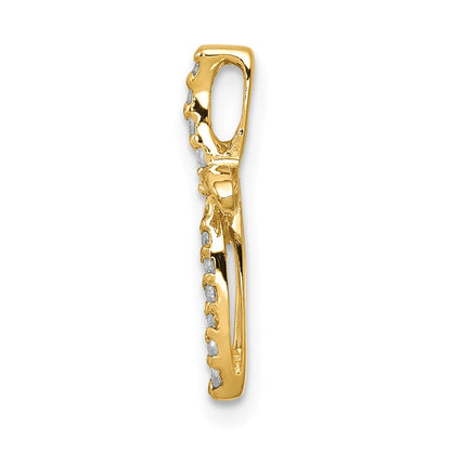 14K Yellow Gold AA Real Diamond Cross Pendant