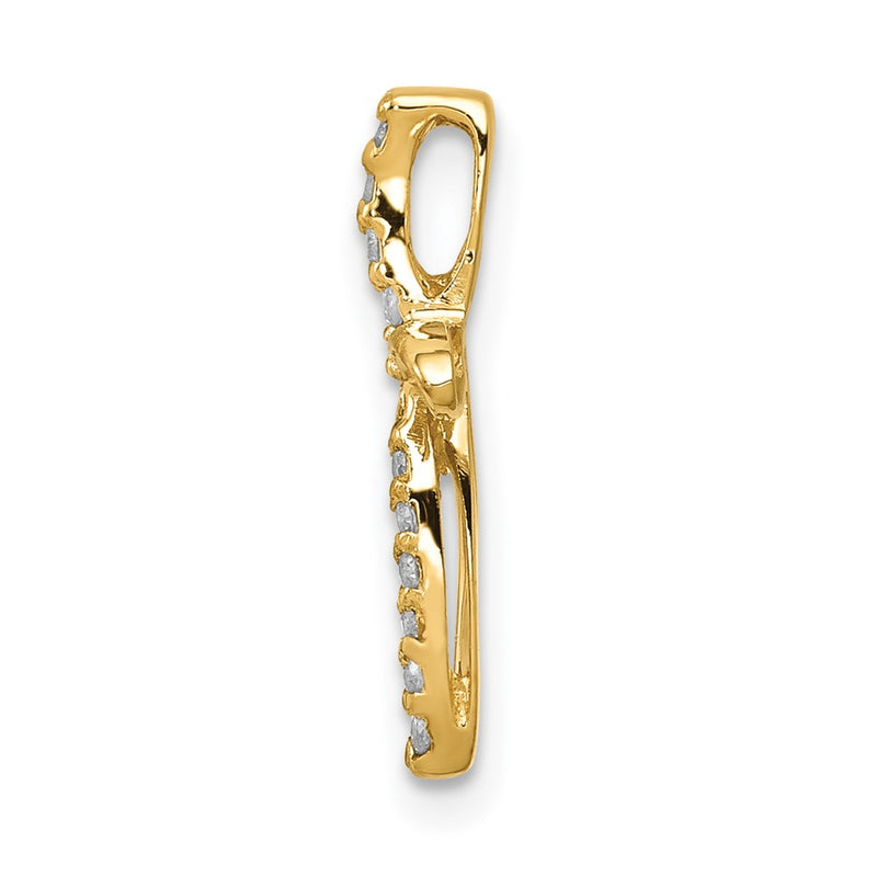 14K Yellow Gold AA Real Diamond Cross Pendant