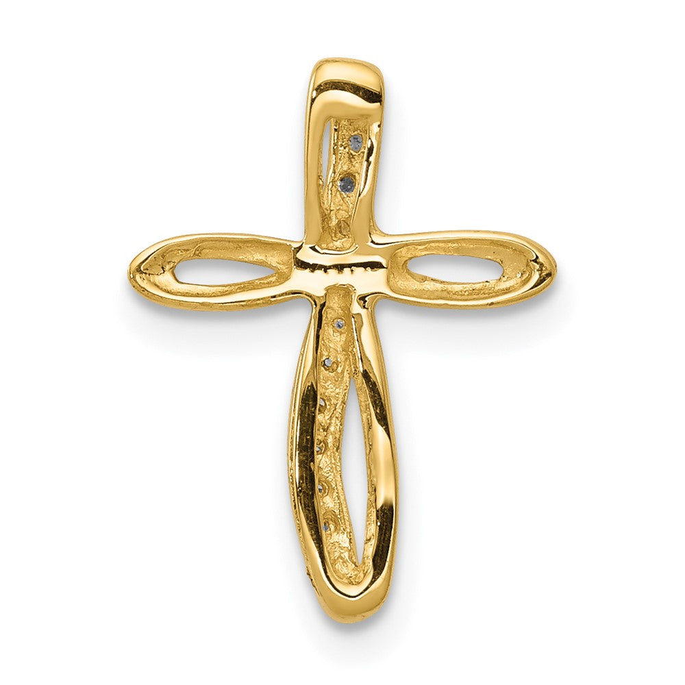 14K Yellow Gold AA Real Diamond Cross Pendant