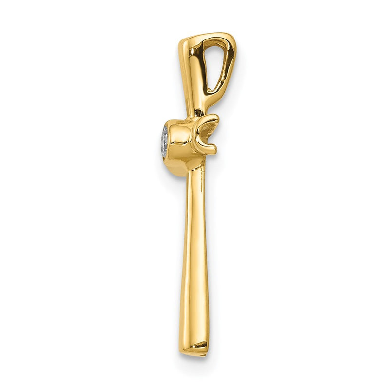 14K Yellow Gold AA Real Diamond Cross Pendant