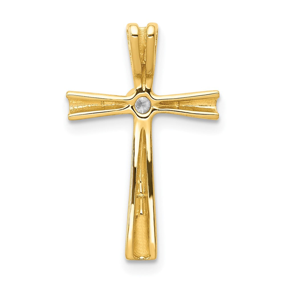 14K Yellow Gold AA Real Diamond Cross Pendant