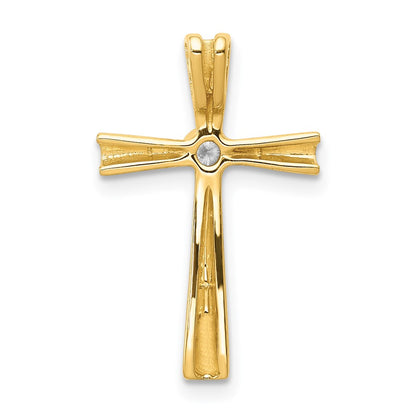 14K Yellow Gold AA Real Diamond Cross Pendant