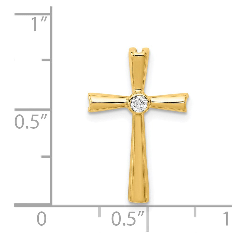 14K Yellow Gold AA Real Diamond Cross Pendant