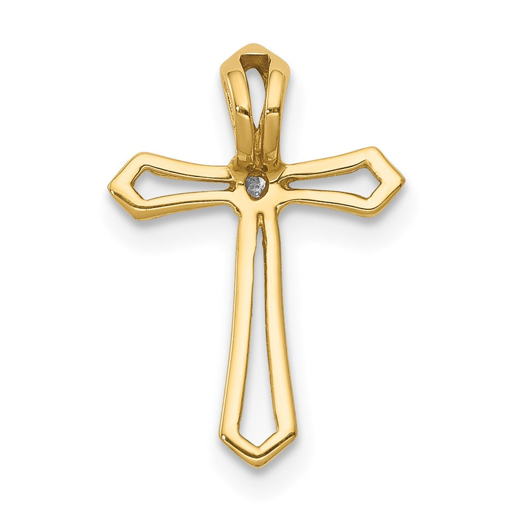 14K Yellow Gold AA Real Diamond Cross Pendant