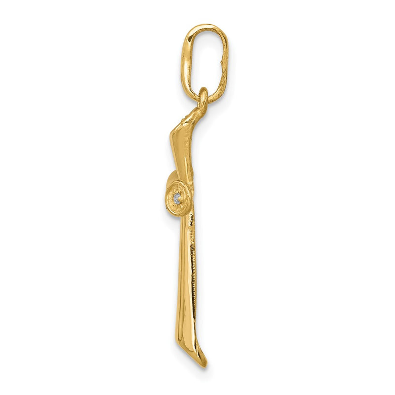 14K Yellow Gold AA Real Diamond Cross Pendant