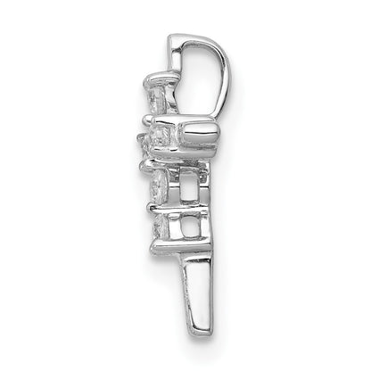 14k White Gold 1/6ct. Real Diamond Cross Chain Slide