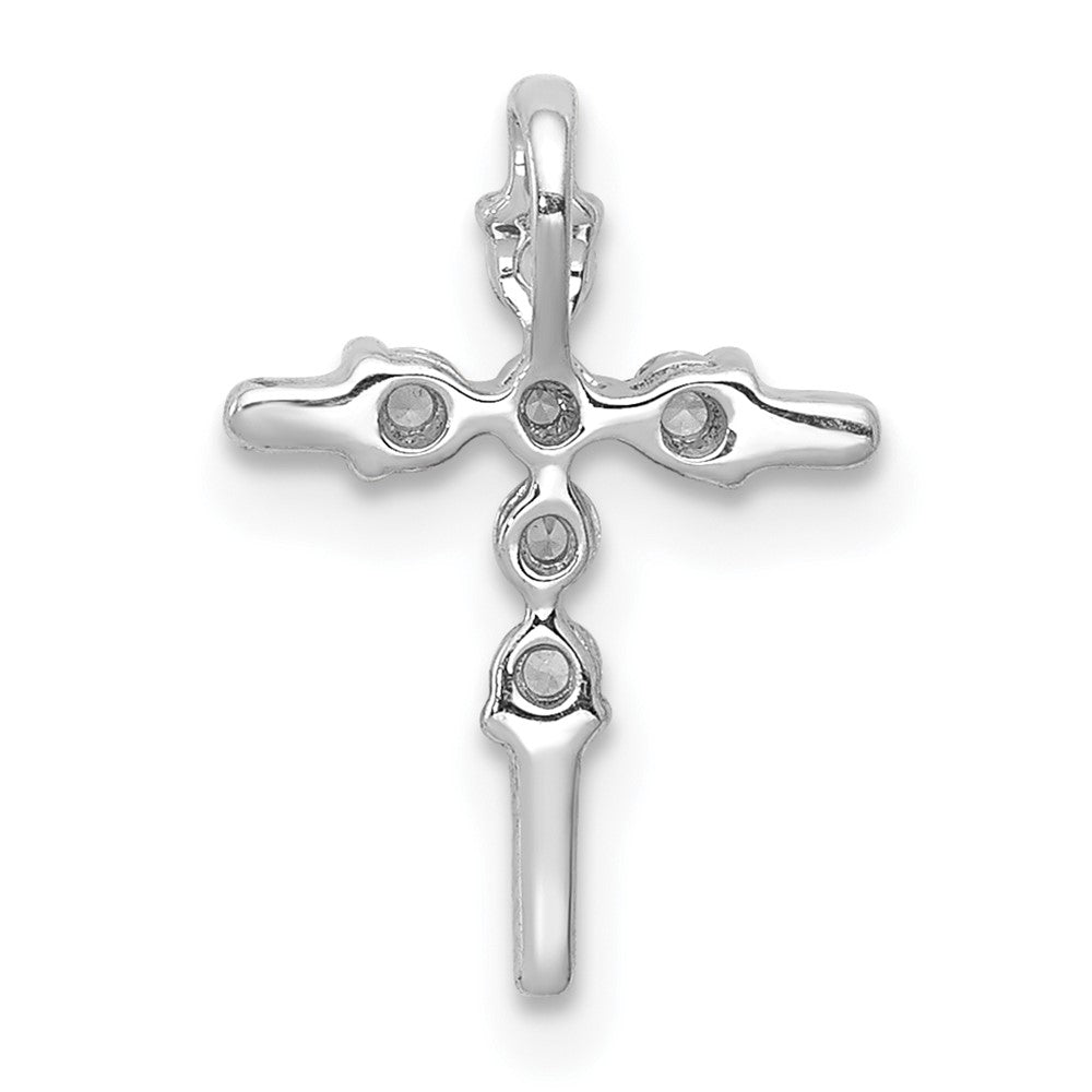 14k White Gold 1/6ct. Real Diamond Cross Chain Slide