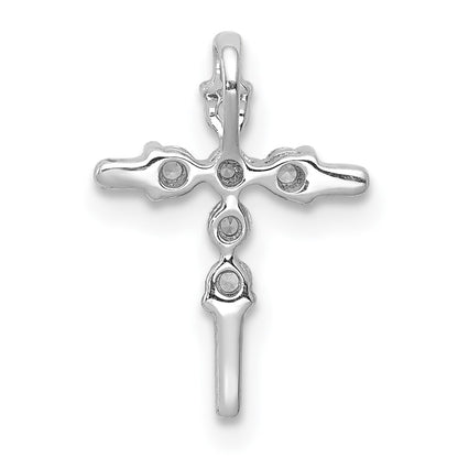 14k White Gold 1/6ct. Real Diamond Cross Chain Slide