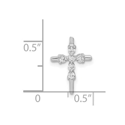 14k White Gold 1/6ct. Real Diamond Cross Chain Slide