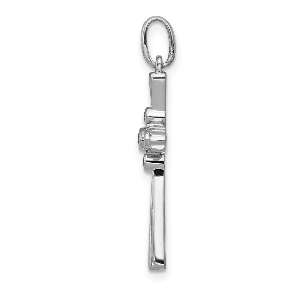 14k White Gold 1/15ct. Real Diamond Cross Pendant