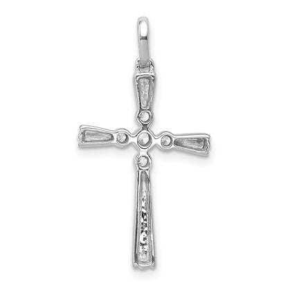 14k White Gold 1/15ct. Real Diamond Cross Pendant
