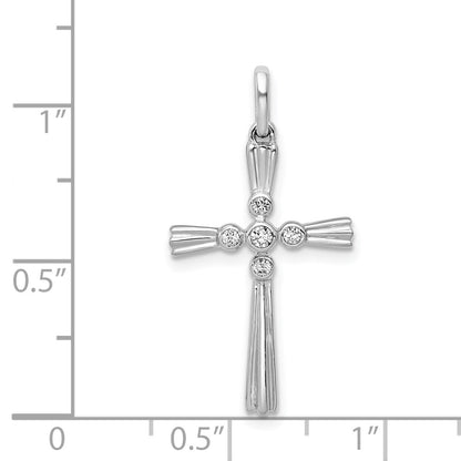 14k White Gold 1/15ct. Real Diamond Cross Pendant