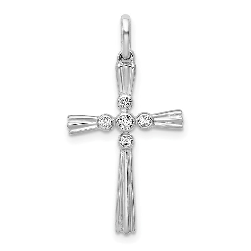 14k White Gold 1/15ct. Real Diamond Cross Pendant