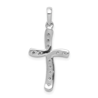 14k White Gold 1/8ct. Real Diamond Cross Pendant