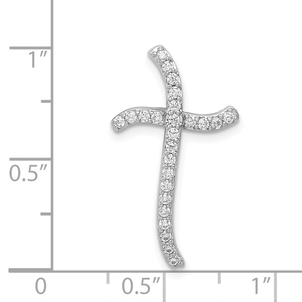 14k White Gold 1/4ct. Real Diamond Cross Chain Slide