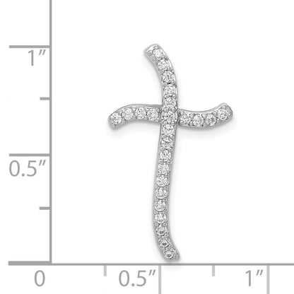 14k White Gold 1/4ct. Real Diamond Cross Chain Slide