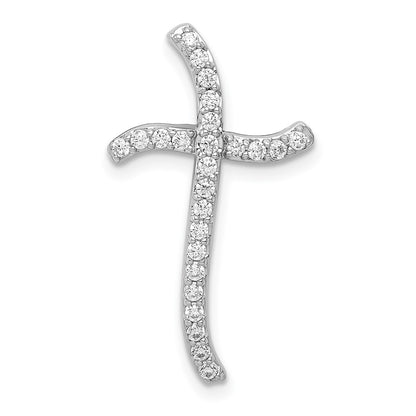 14k White Gold 1/4ct. Real Diamond Cross Chain Slide