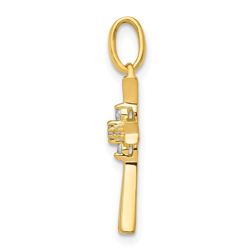 14K Yellow Gold 1/15ct. Real Diamond Cross Pendant