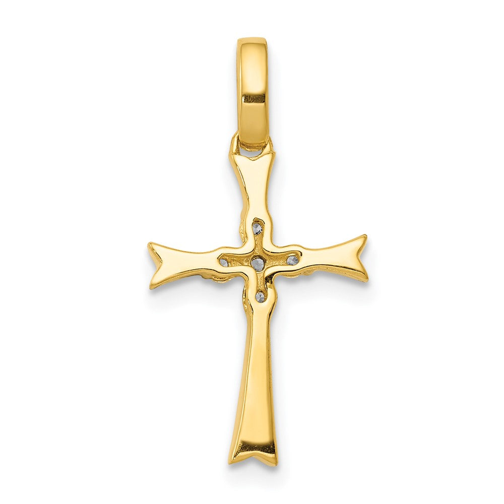14K Yellow Gold 1/15ct. Real Diamond Cross Pendant