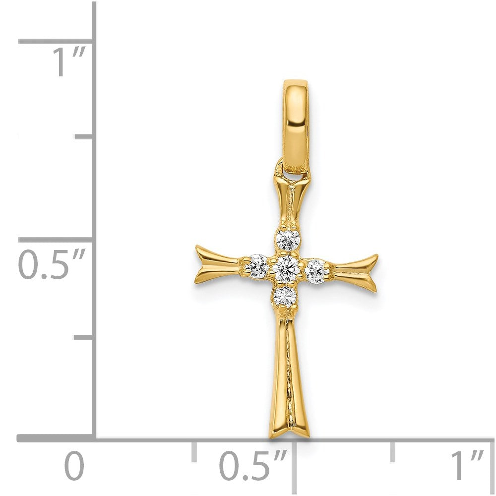 14K Yellow Gold 1/15ct. Real Diamond Cross Pendant