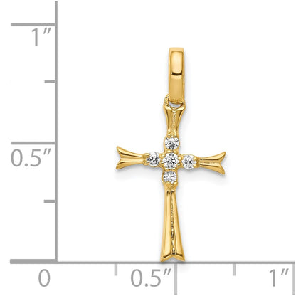 14K Yellow Gold 1/15ct. Real Diamond Cross Pendant