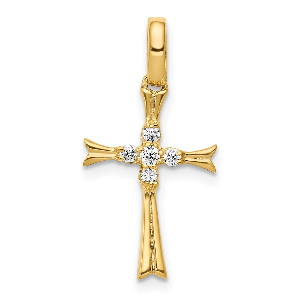 14K Yellow Gold 1/15ct. Real Diamond Cross Pendant