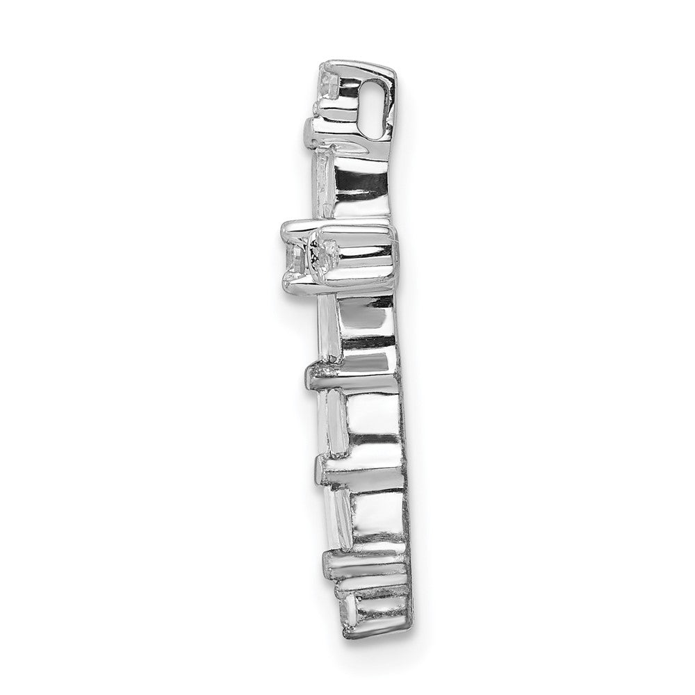14k White Gold 1/3ct. Real Diamond Cross Chain Slide
