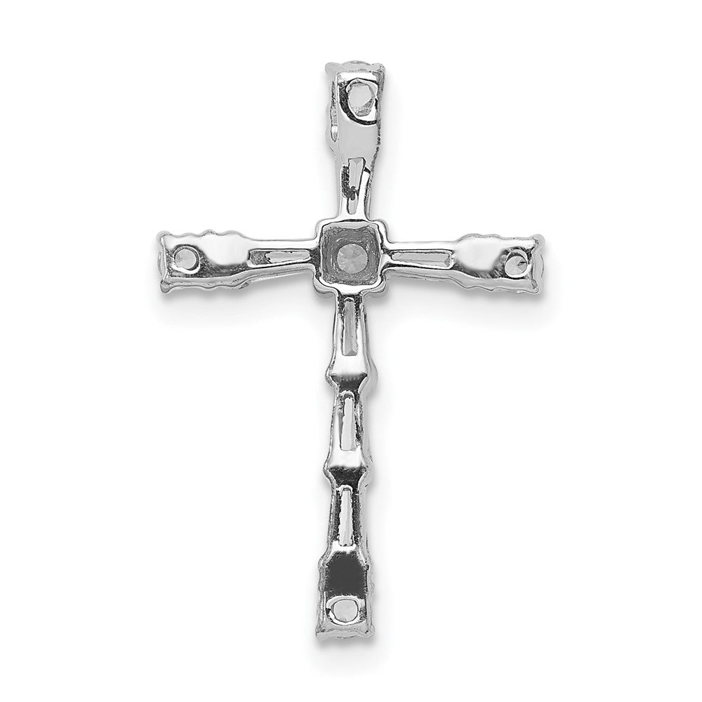 14k White Gold 1/3ct. Real Diamond Cross Chain Slide