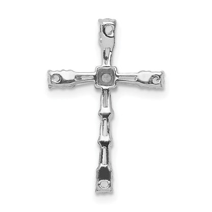 14k White Gold 1/3ct. Real Diamond Cross Chain Slide