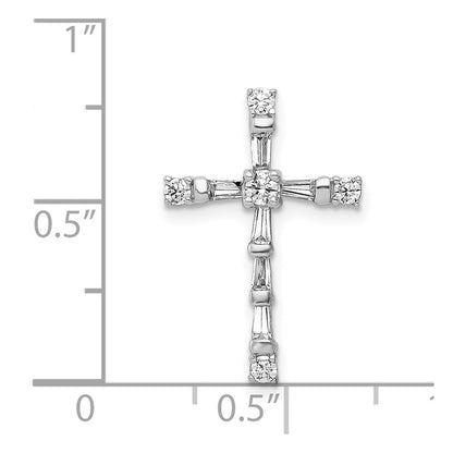 14k White Gold 1/3ct. Real Diamond Cross Chain Slide