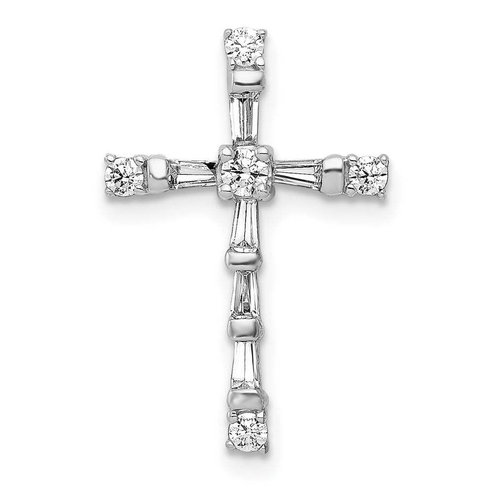 14k White Gold 1/3ct. Real Diamond Cross Chain Slide