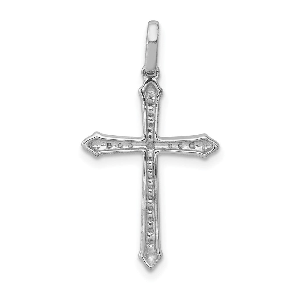 14k White Gold 1/10ct. Real Diamond Cross Pendant