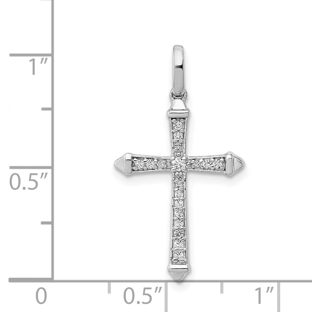 14k White Gold 1/10ct. Real Diamond Cross Pendant