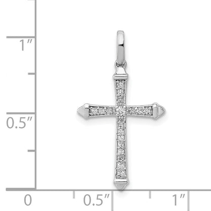 14k White Gold 1/10ct. Real Diamond Cross Pendant