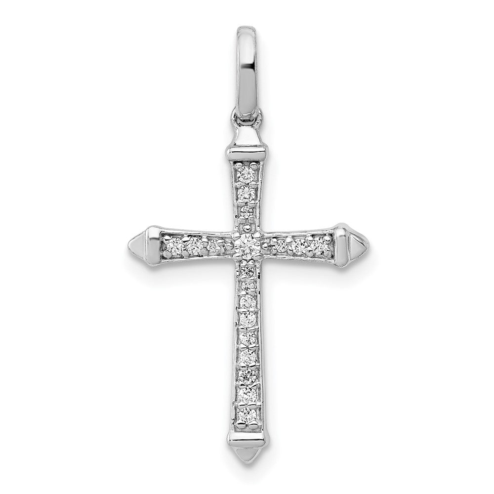 14k White Gold 1/10ct. Real Diamond Cross Pendant
