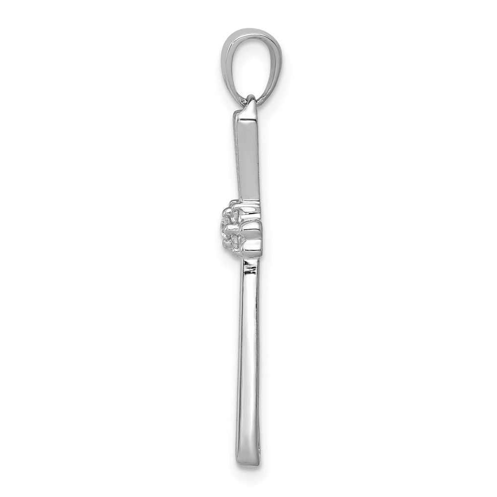 14k White Gold 1/20ct. Real Diamond Cross Pendant